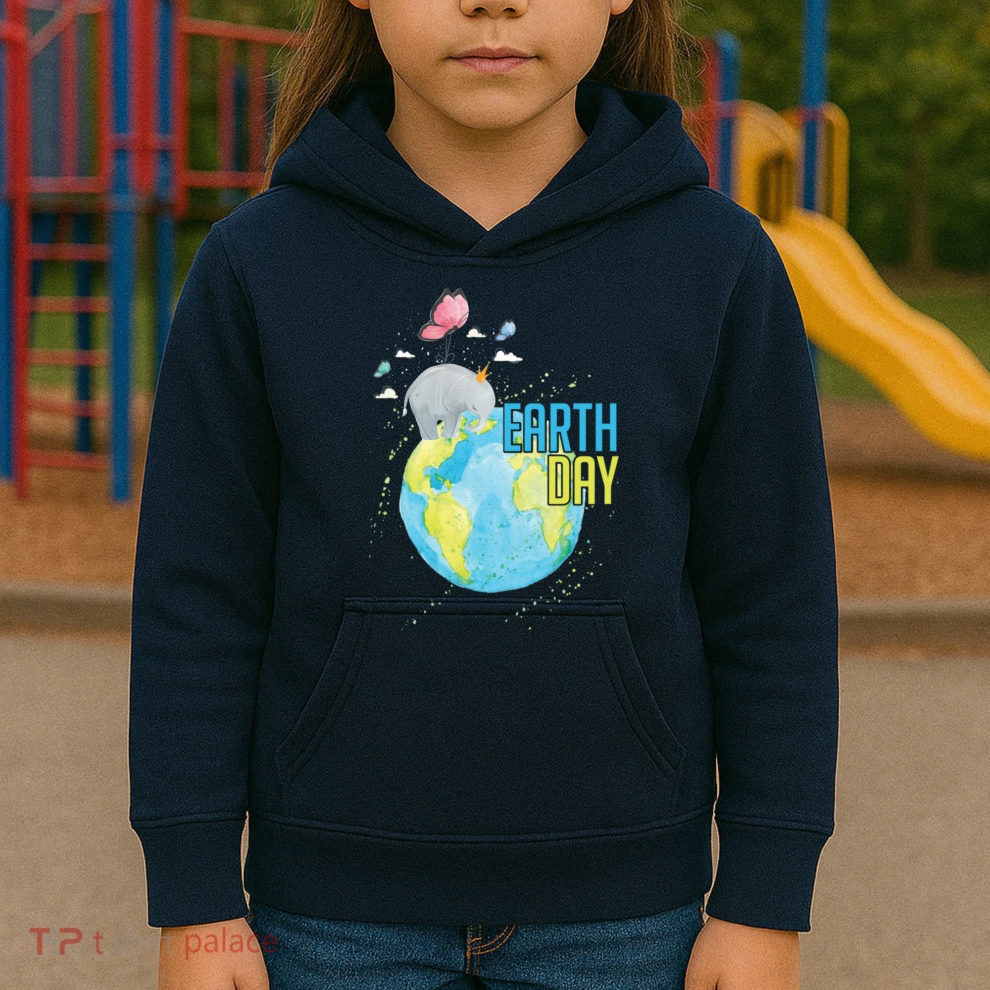Elephant Earth Day Kids Hoodie