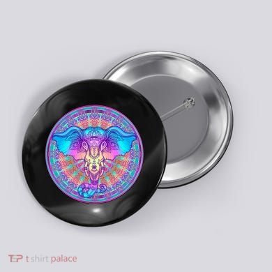 Elephant Mandala Pastel Rainbow Button
