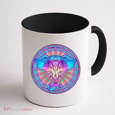 Elephant Mandala Pastel Rainbow Coffee Mug back