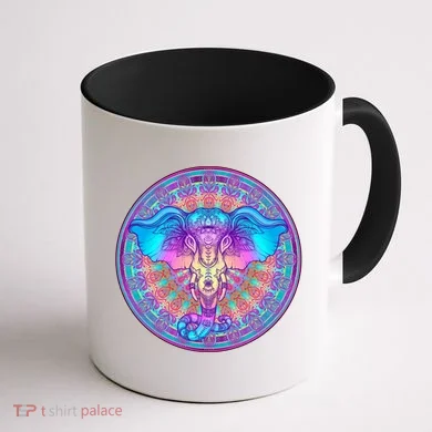Elephant Mandala Pastel Rainbow Coffee Mug back