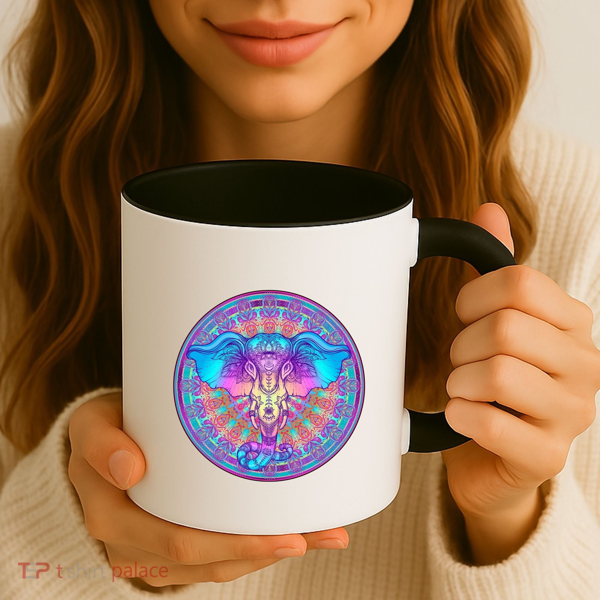 Elephant Mandala Pastel Rainbow Coffee Mug
