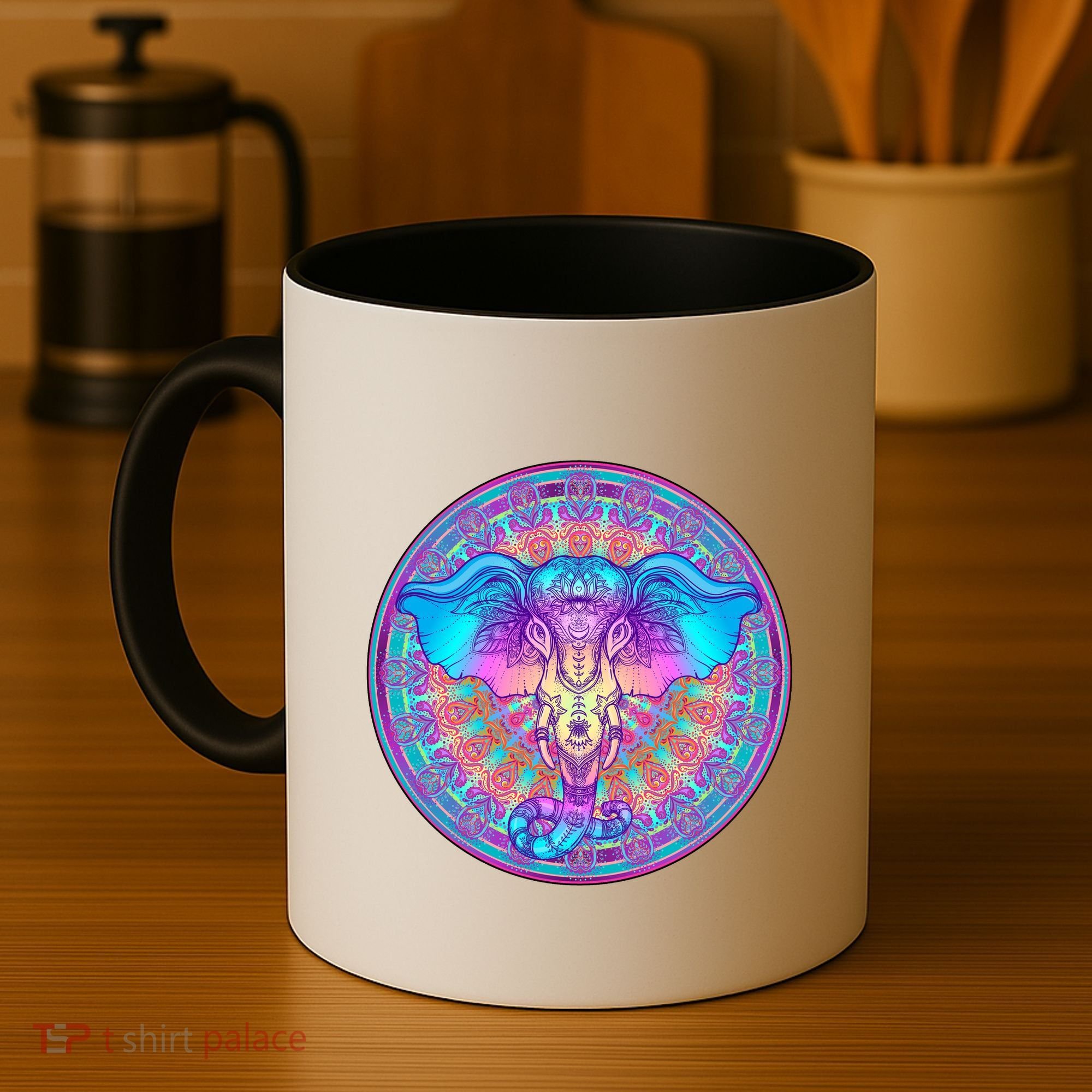 Elephant Mandala Pastel Rainbow Coffee Mug