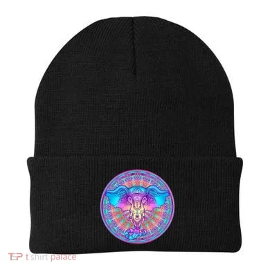 Elephant Mandala Pastel Rainbow Beanie