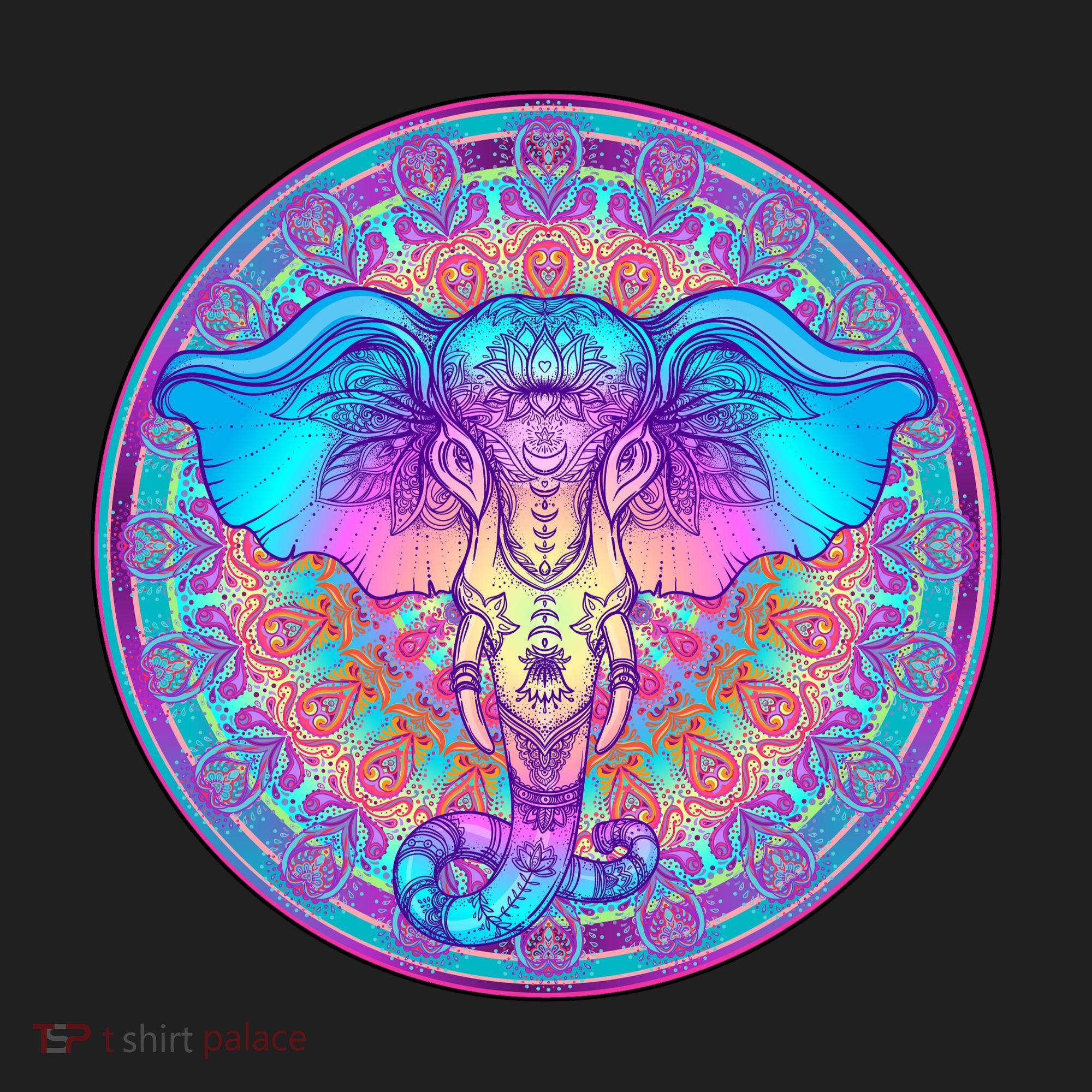 Elephant Mandala Pastel Rainbow Beanie
