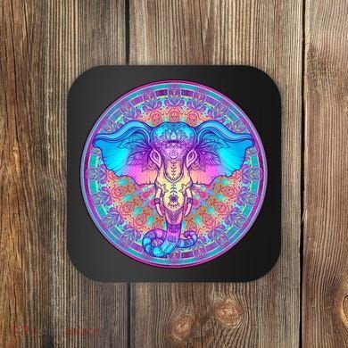 Elephant Mandala Pastel Rainbow Coaster