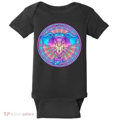 Elephant Mandala Pastel Rainbow Baby Bodysuit