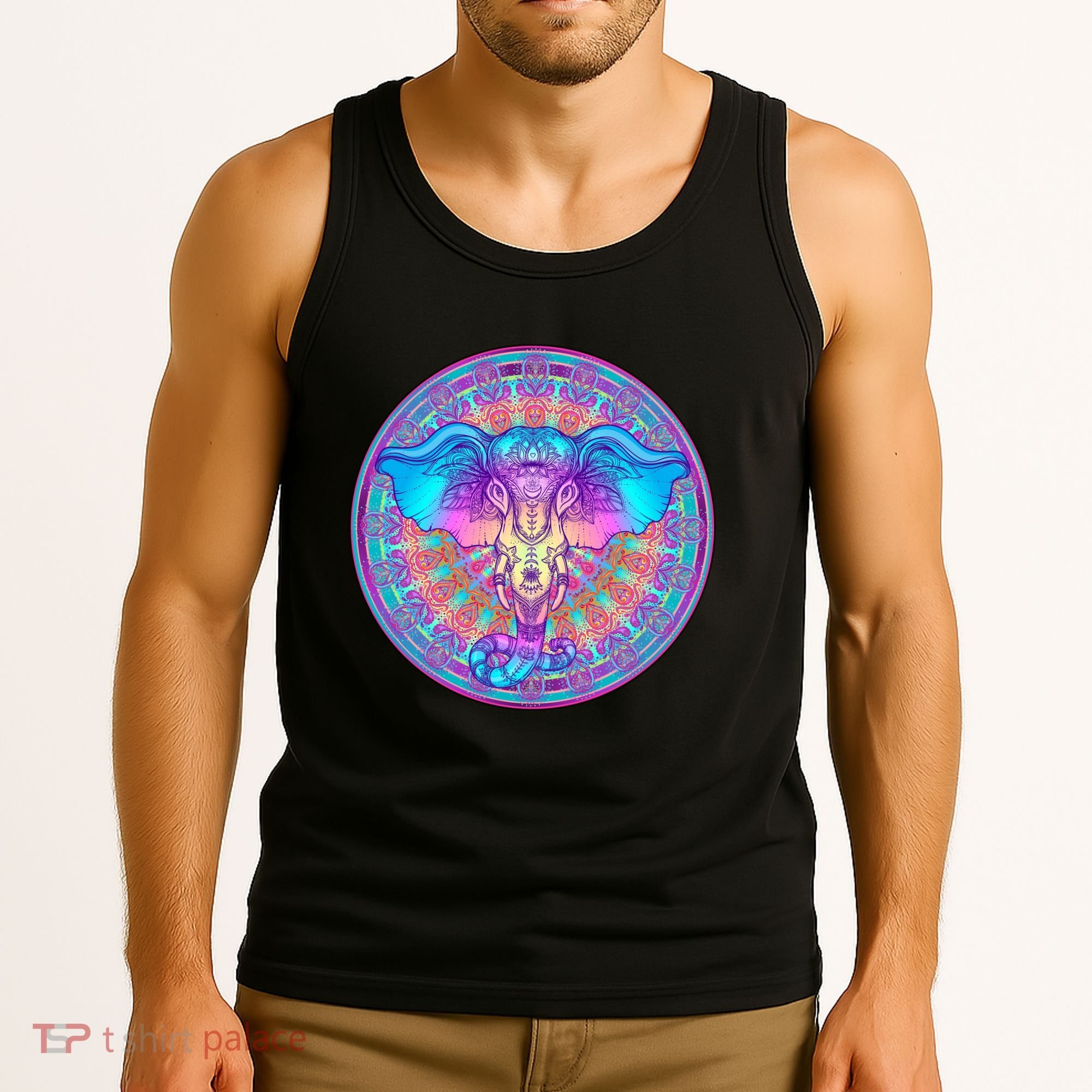Elephant Mandala Pastel Rainbow Tank Top