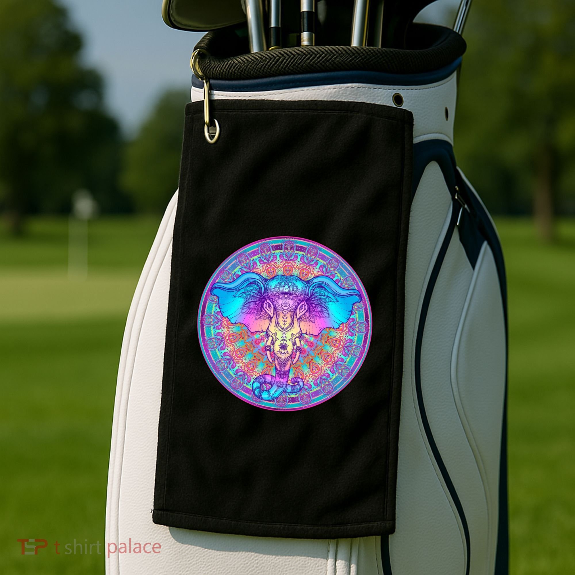 Elephant Mandala Pastel Rainbow Golf Towel