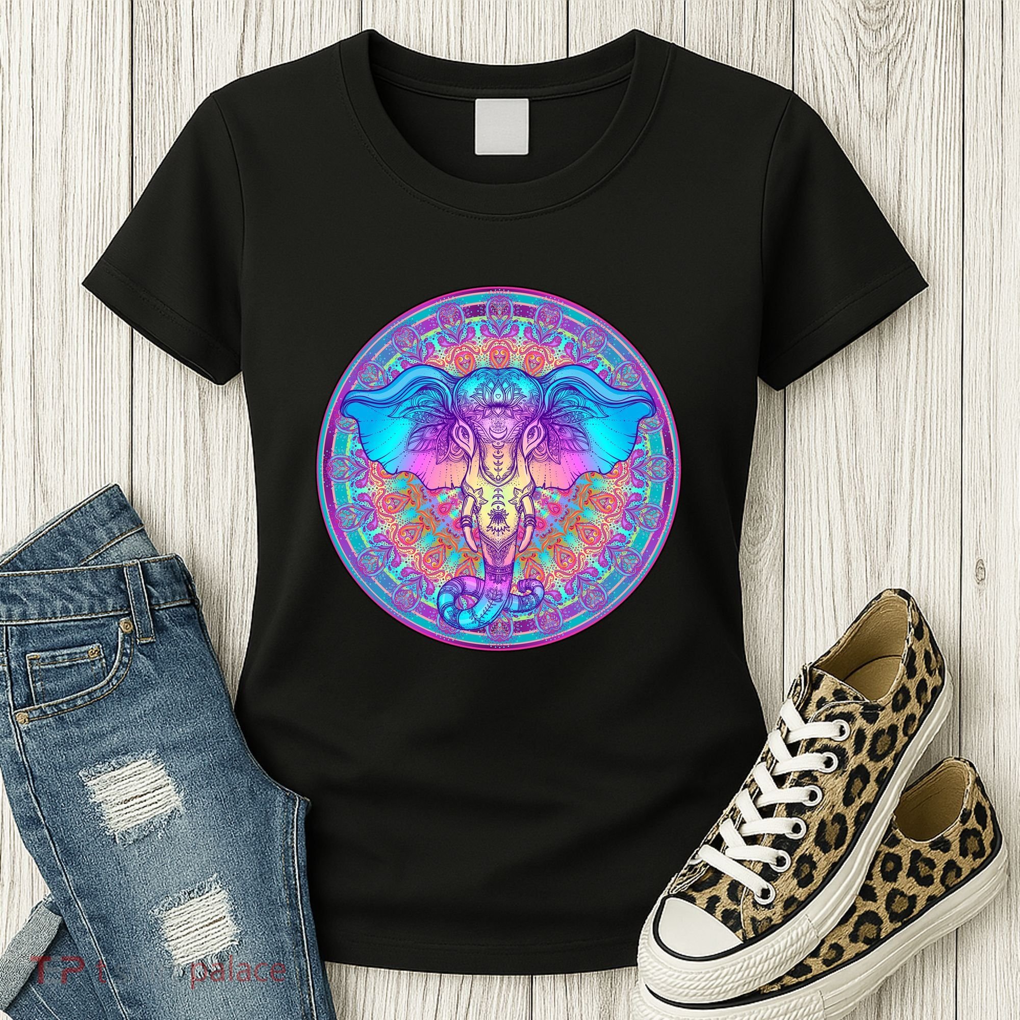 Elephant Mandala Pastel Rainbow Women's T-Shirt