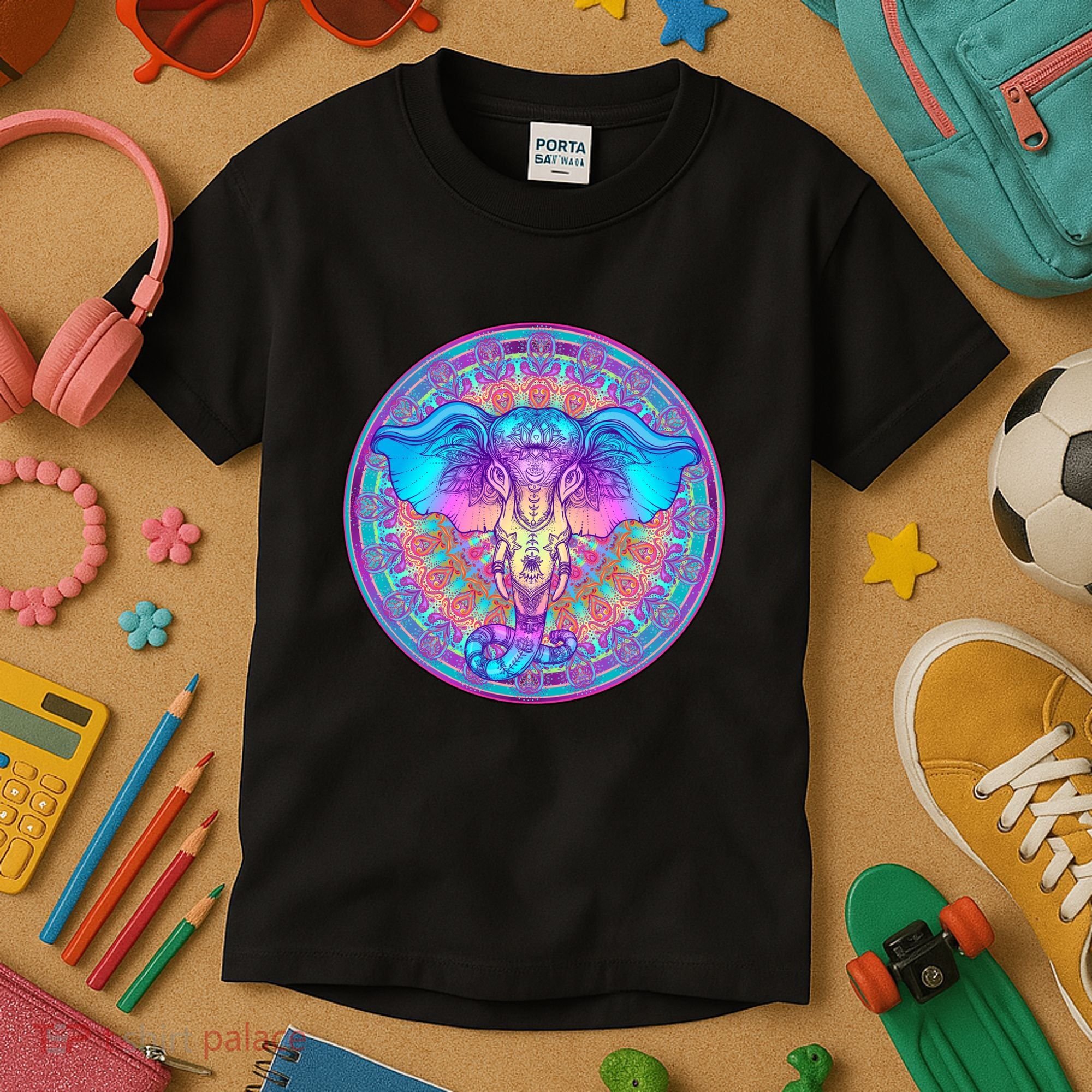 Elephant Mandala Pastel Rainbow Kids T-Shirt