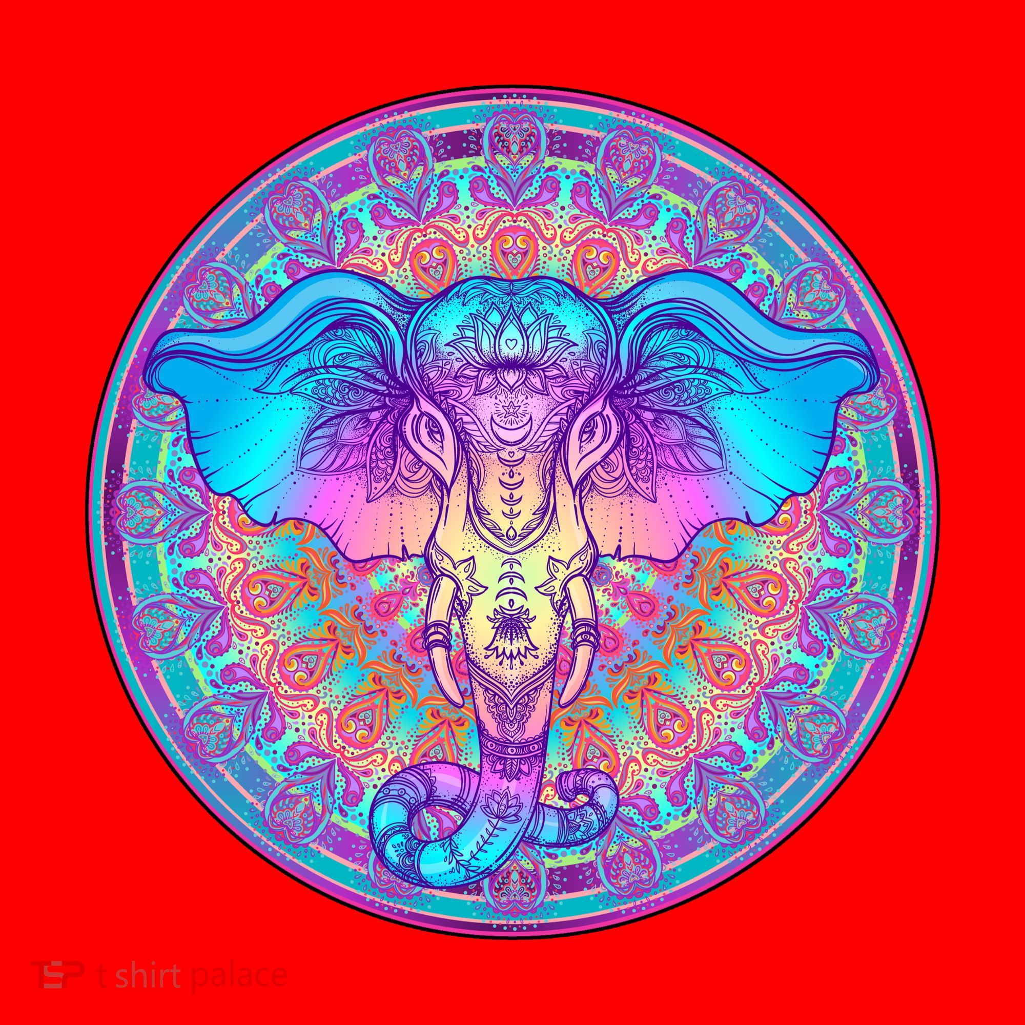 Elephant Mandala Pastel Rainbow Santa Hat