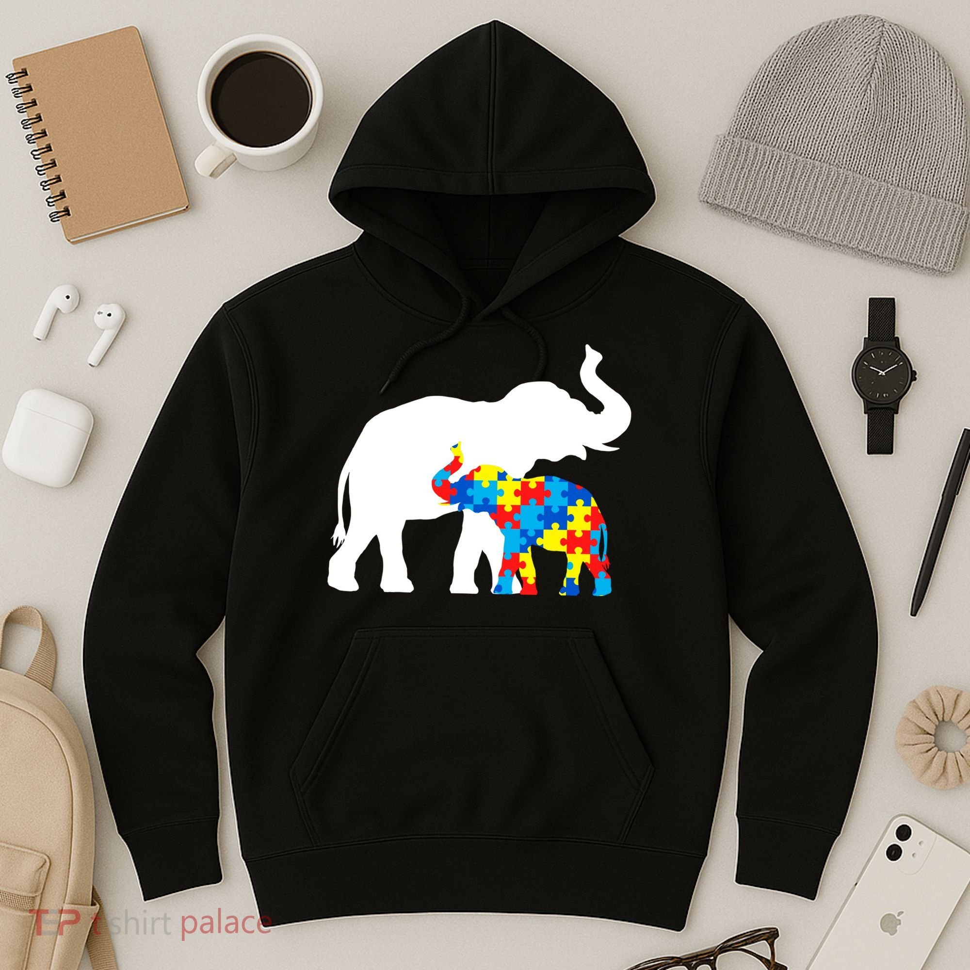 Elephant Puzzle Autism Parents Hoodie