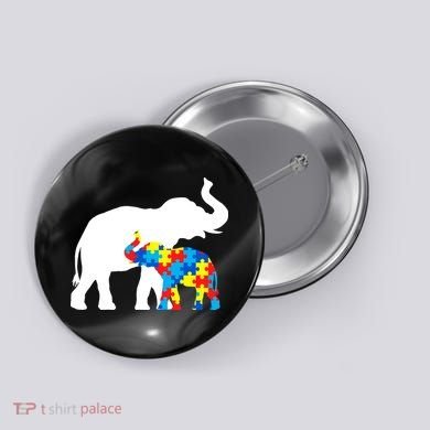 Elephant Puzzle Autism Parents Button