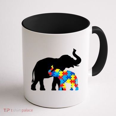 Elephant Puzzle Autism Parents Coffee Mug back
