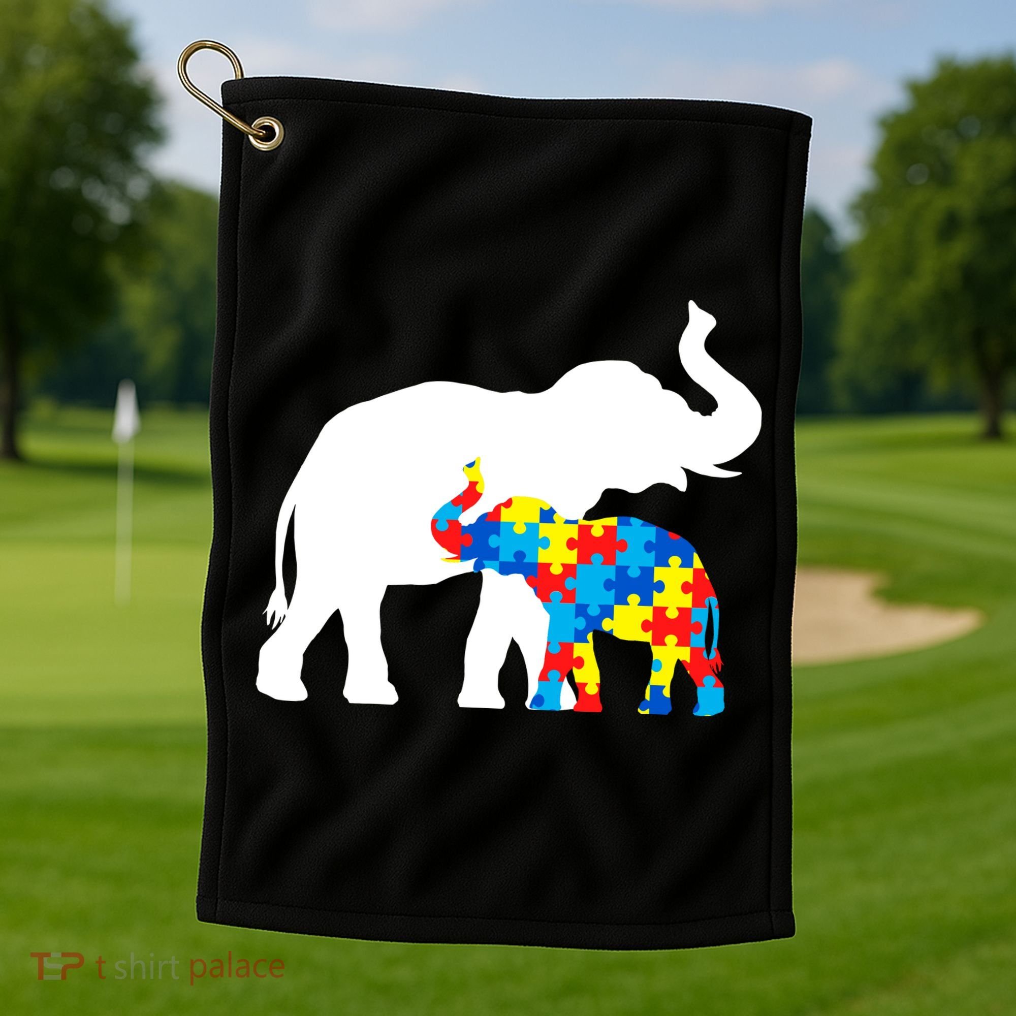 Elephant Puzzle Autism Parents Golf Towel