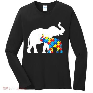 Elephant Puzzle Autism Parents Women's Long Sleeve Shirt