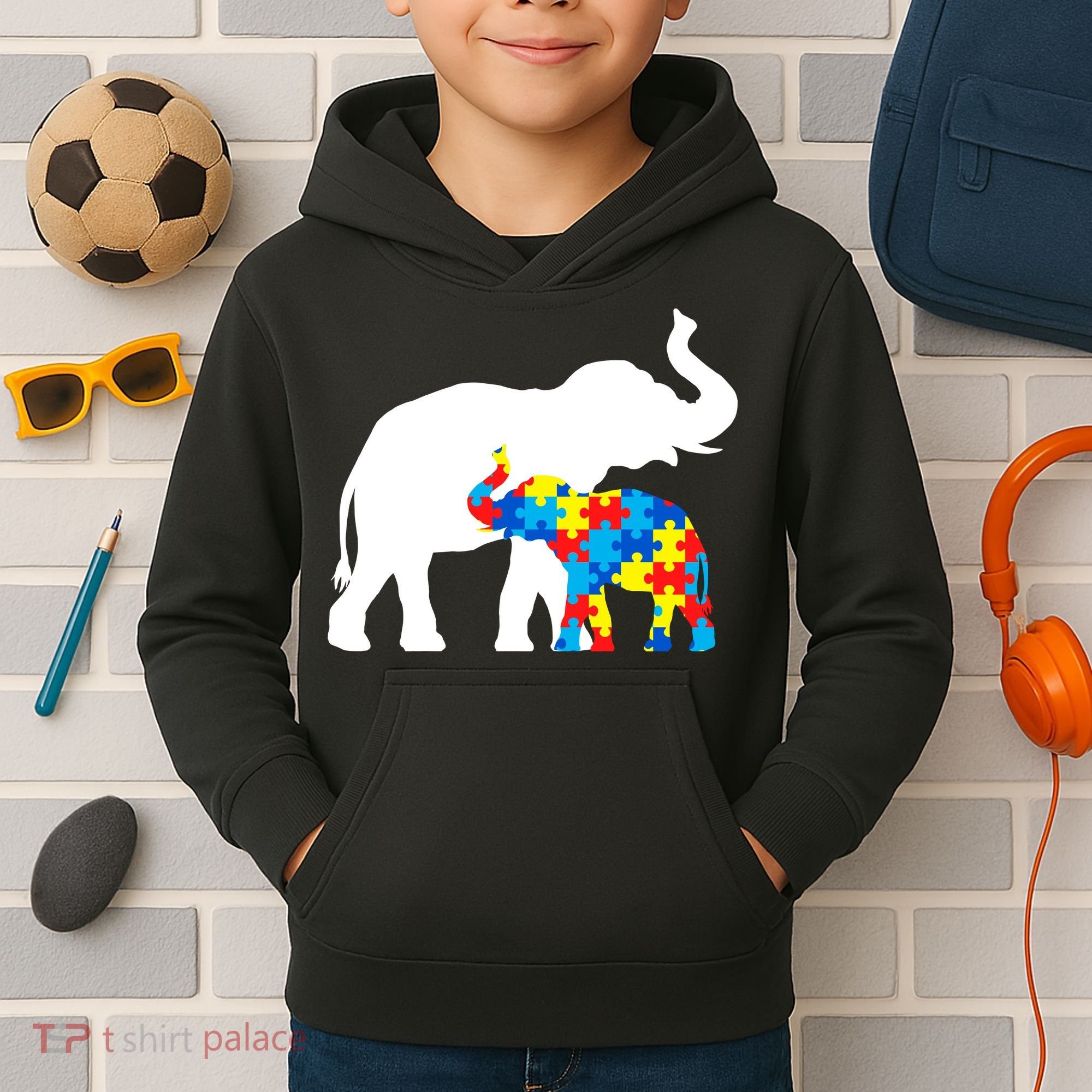 Elephant Puzzle Autism Parents Kids Hoodie
