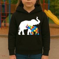 Elephant Puzzle Autism Parents Kids Hoodie thumb 3