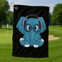 Elephant With Glasses  Golf Towel thumb 1