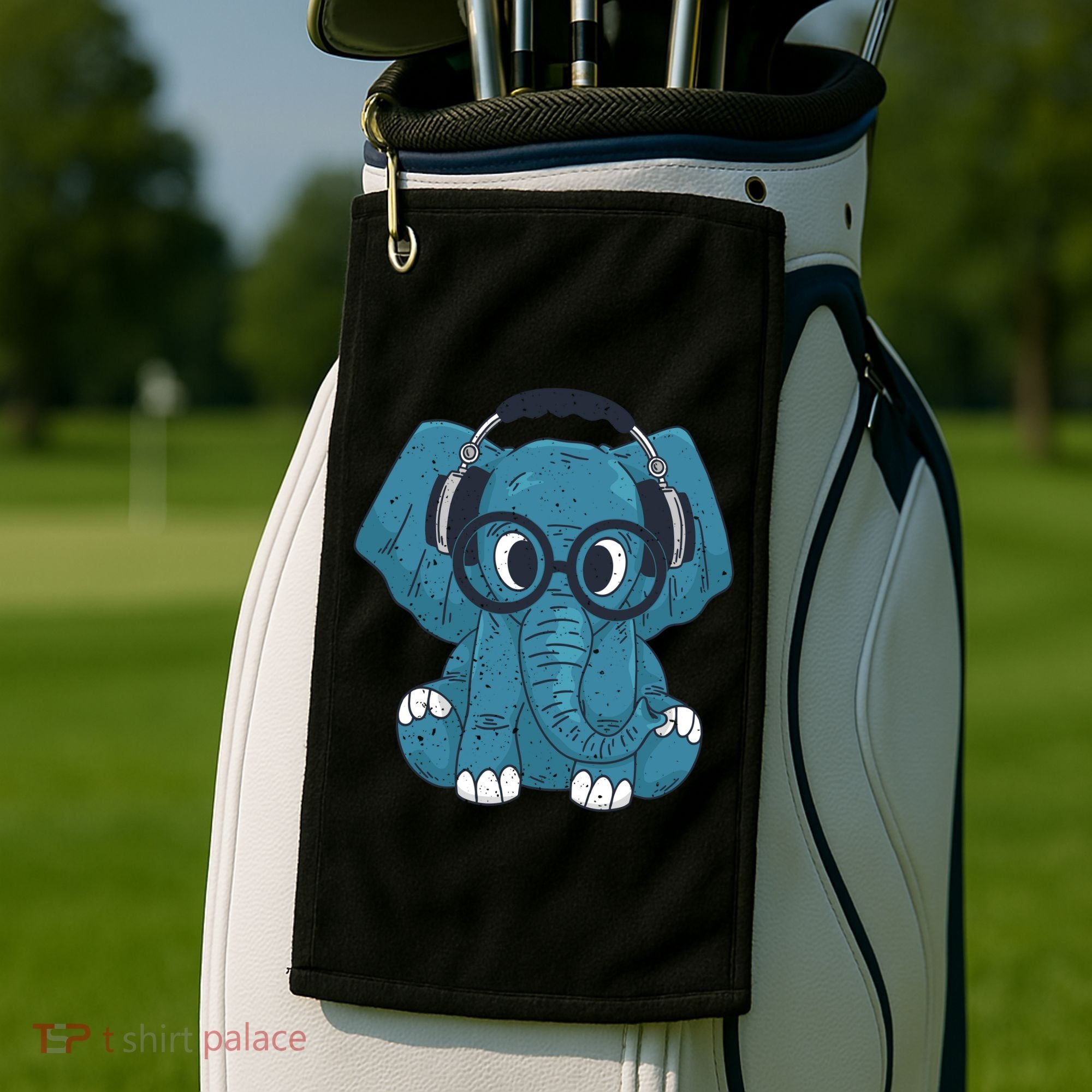 Elephant With Glasses  Golf Towel