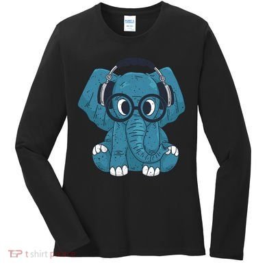 Elephant With Glasses  Women's Long Sleeve Shirt