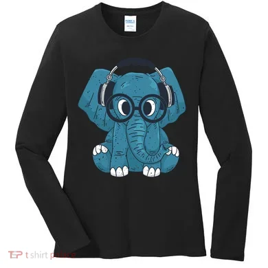 Elephant With Glasses  Women's Long Sleeve Shirt
