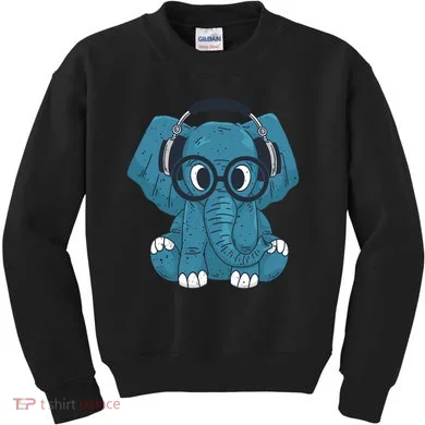 Elephant With Glasses  Kids Sweatshirt