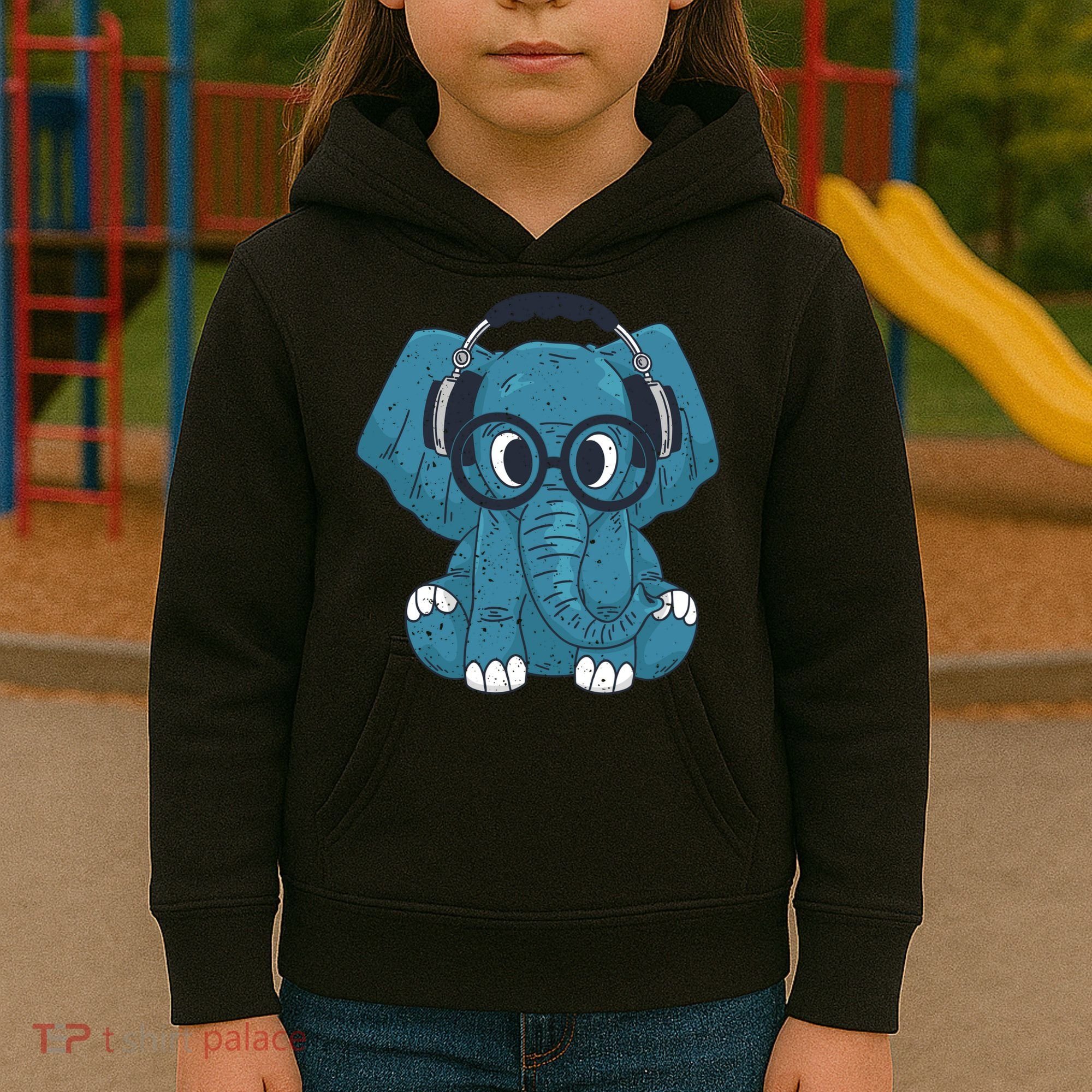 Elephant With Glasses  Kids Hoodie