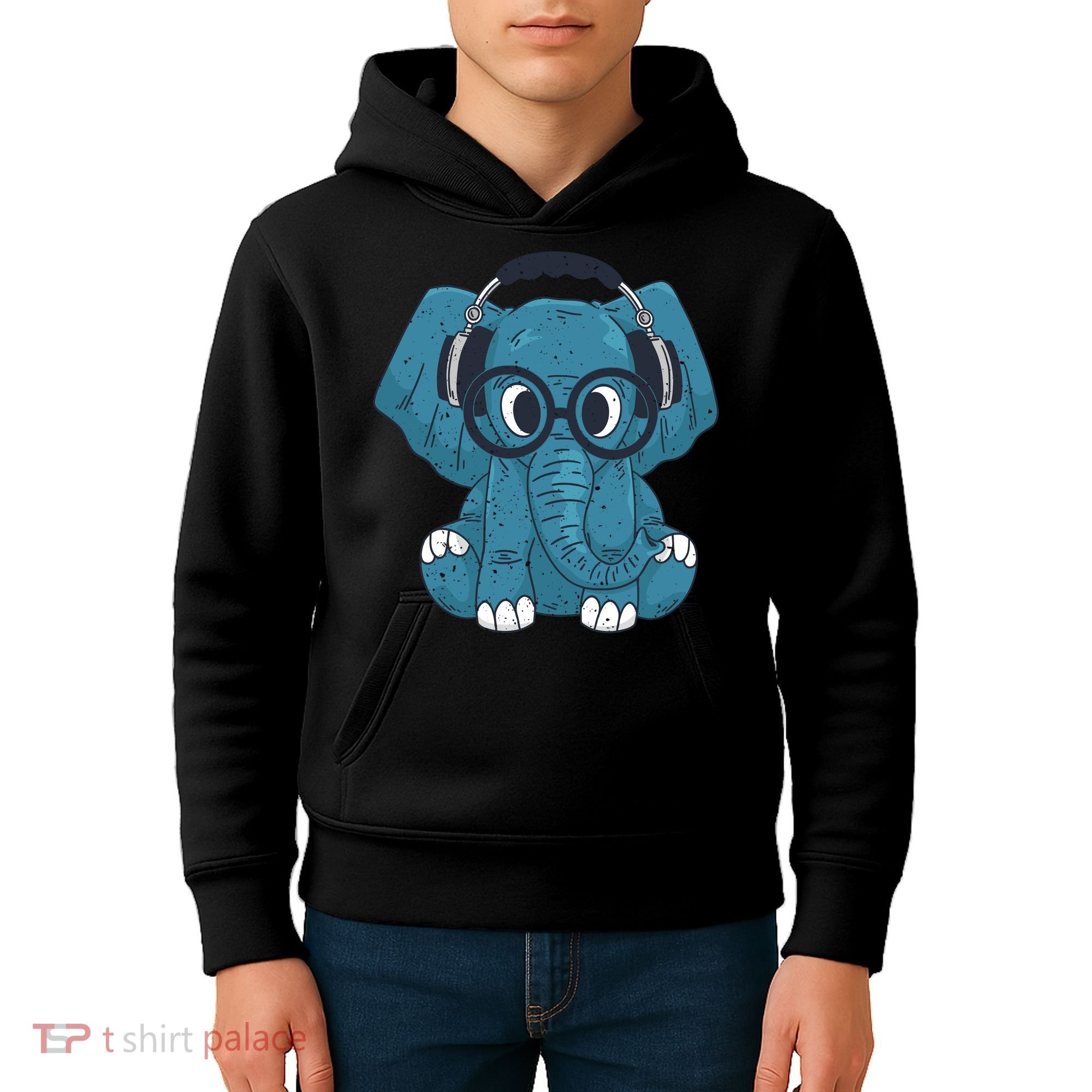 Elephant With Glasses  Kids Hoodie