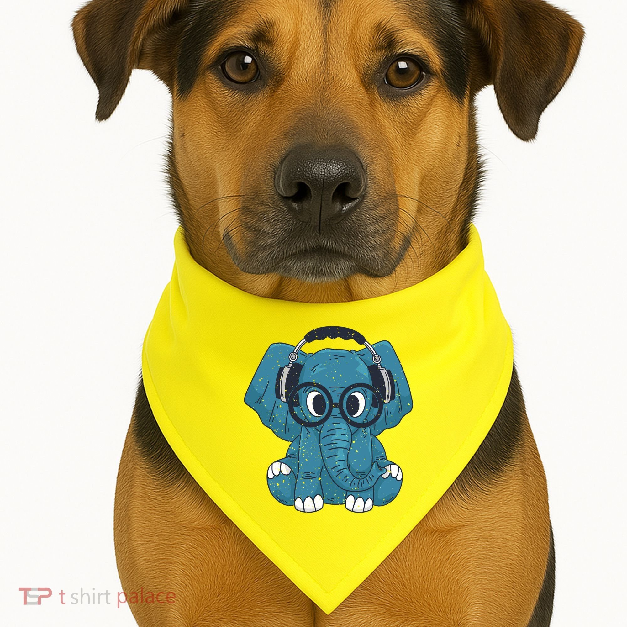 Elephant With Glasses  USA-Made Doggie Bandana
