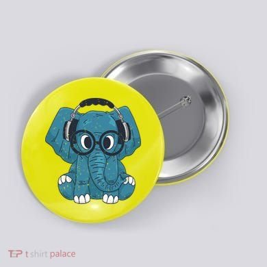 Elephant With Glasses  Button