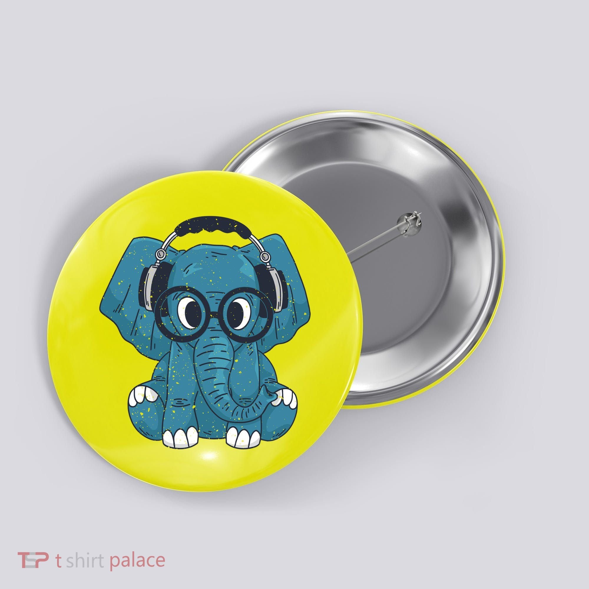 Elephant With Glasses  Button