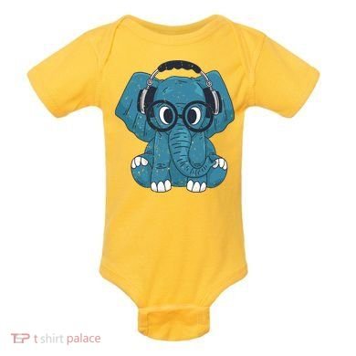 Elephant With Glasses  Baby Bodysuit