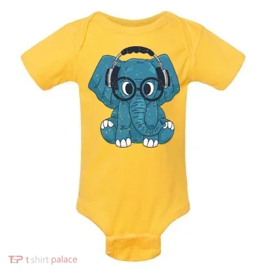 Elephant With Glasses  Baby Bodysuit