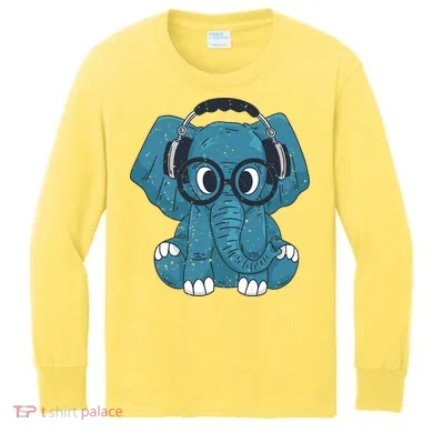 Elephant With Glasses Kids Long Sleeve Shirt