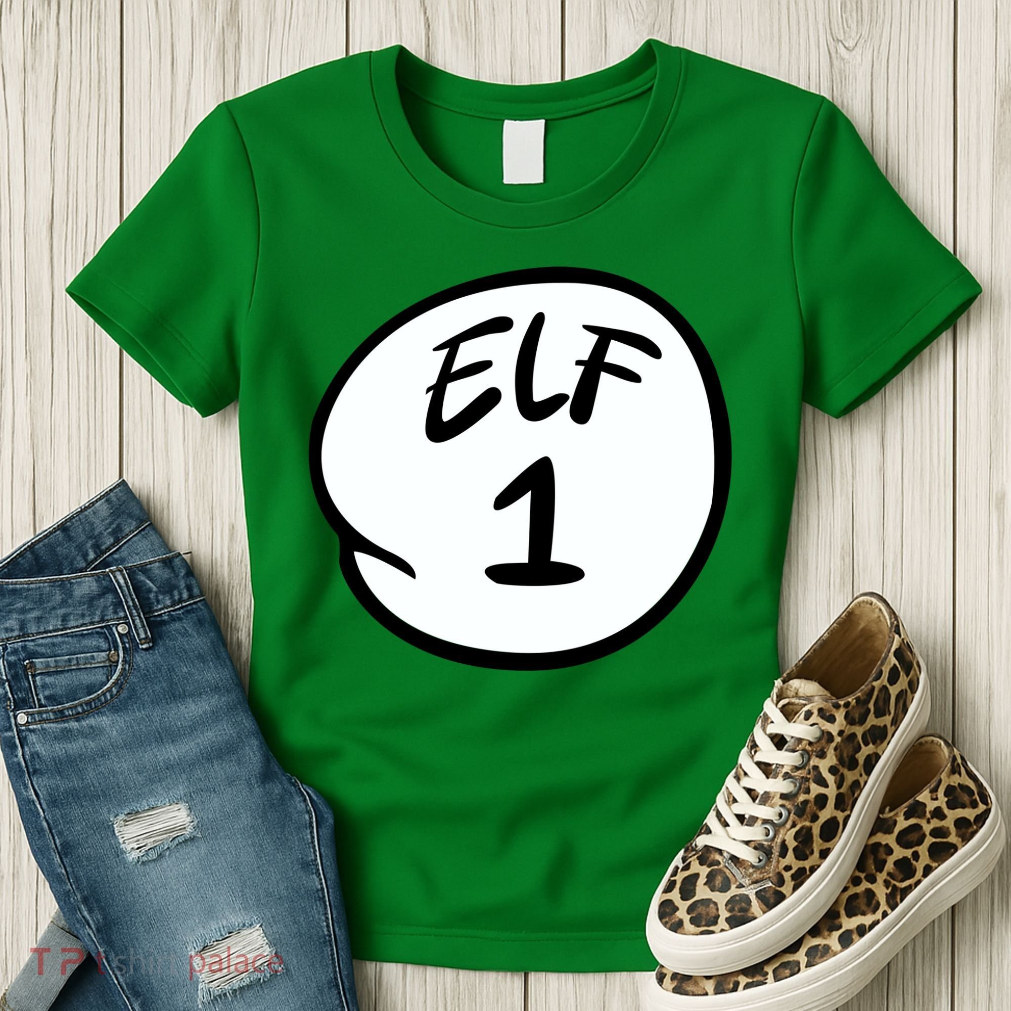Elf 1 2 3 4 5 Custom Number Personalize Women's T-Shirt