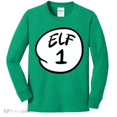 Elf 1 2 3 4 5 Custom Number Personalize Kids Long Sleeve Shirt