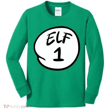 Elf 1 2 3 4 5 Custom Number Personalize Kids Long Sleeve Shirt