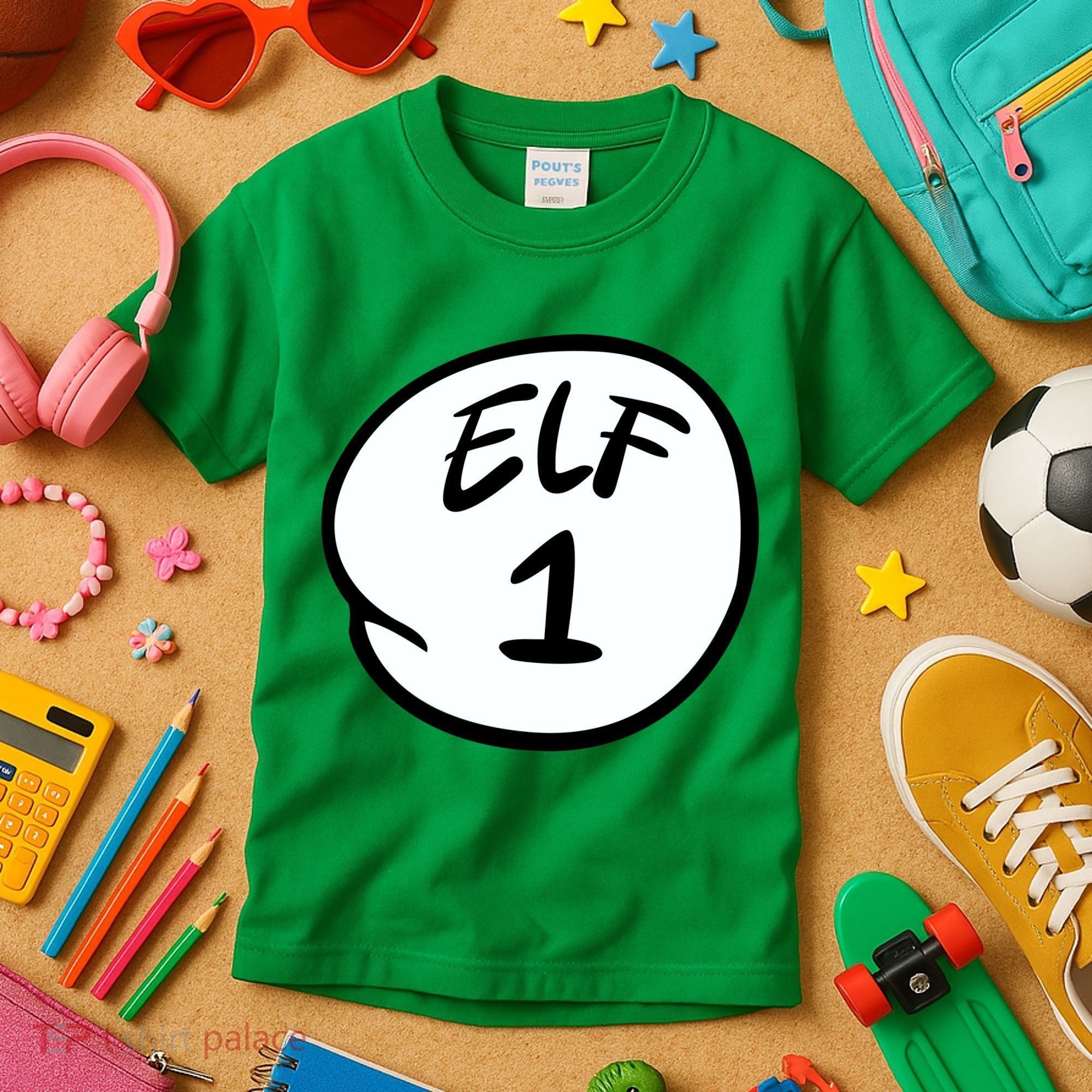 Elf 1 2 3 4 5 Custom Number Personalize Kids T-Shirt