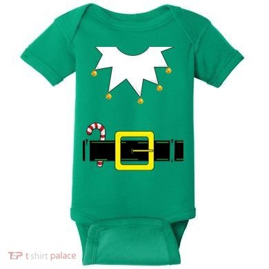 Elf Costume With Candy Cane Baby Bodysuit
