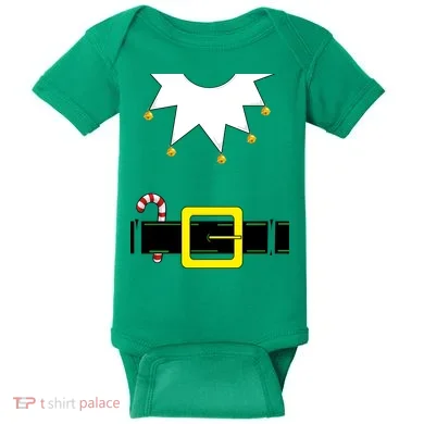 Elf Costume With Candy Cane Baby Bodysuit