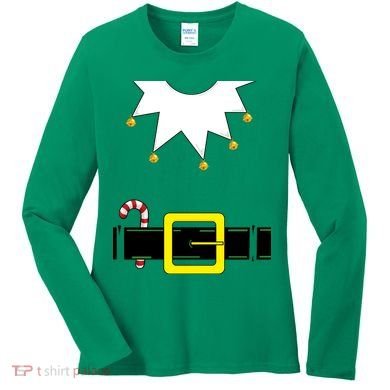 Elf Costume With Candy Cane Women's Long Sleeve Shirt