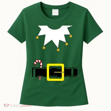 Elf Costume With Candy Cane Women's T-Shirt