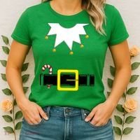 Elf Costume With Candy Cane Women's T-Shirt thumb 2