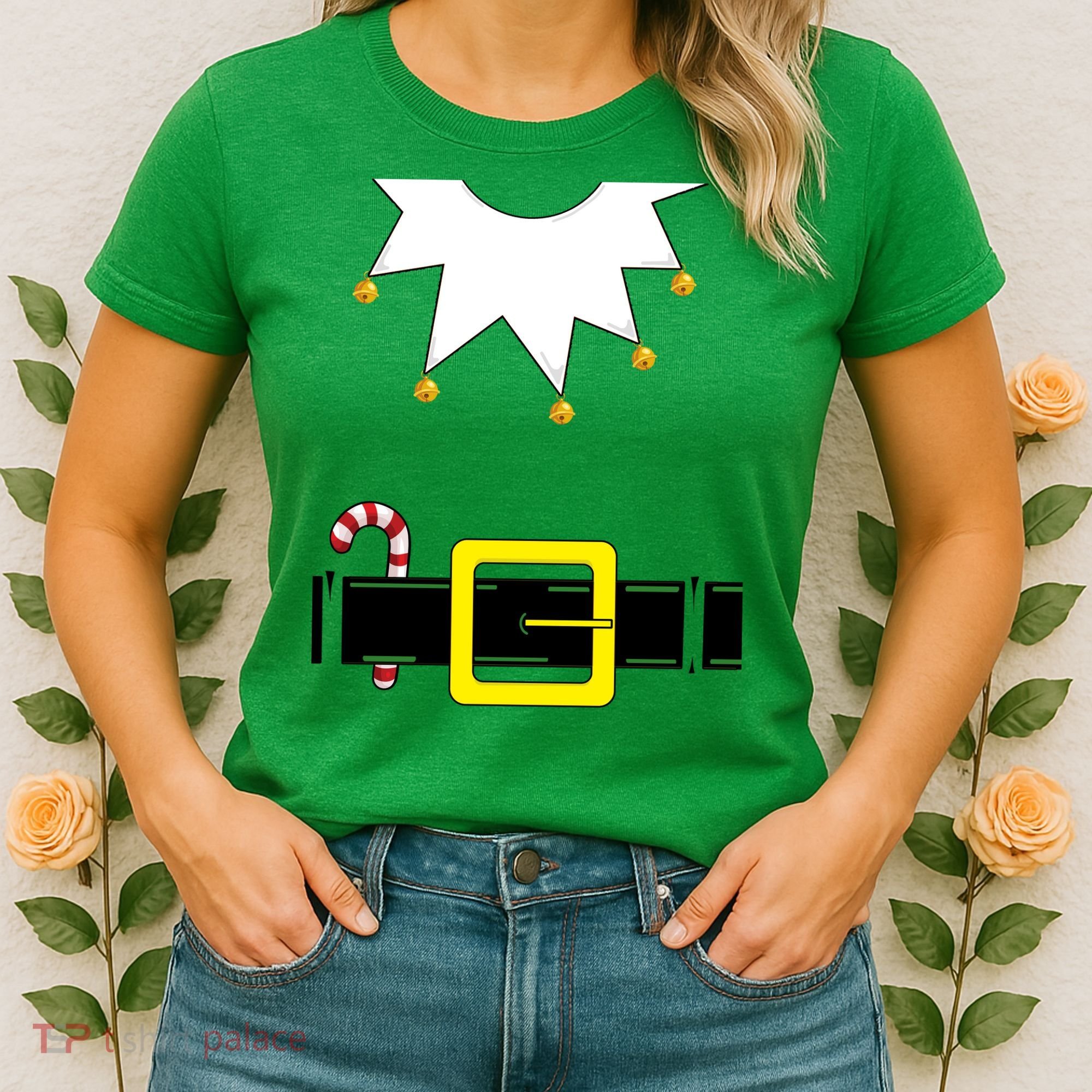 Elf Costume With Candy Cane Women's T-Shirt