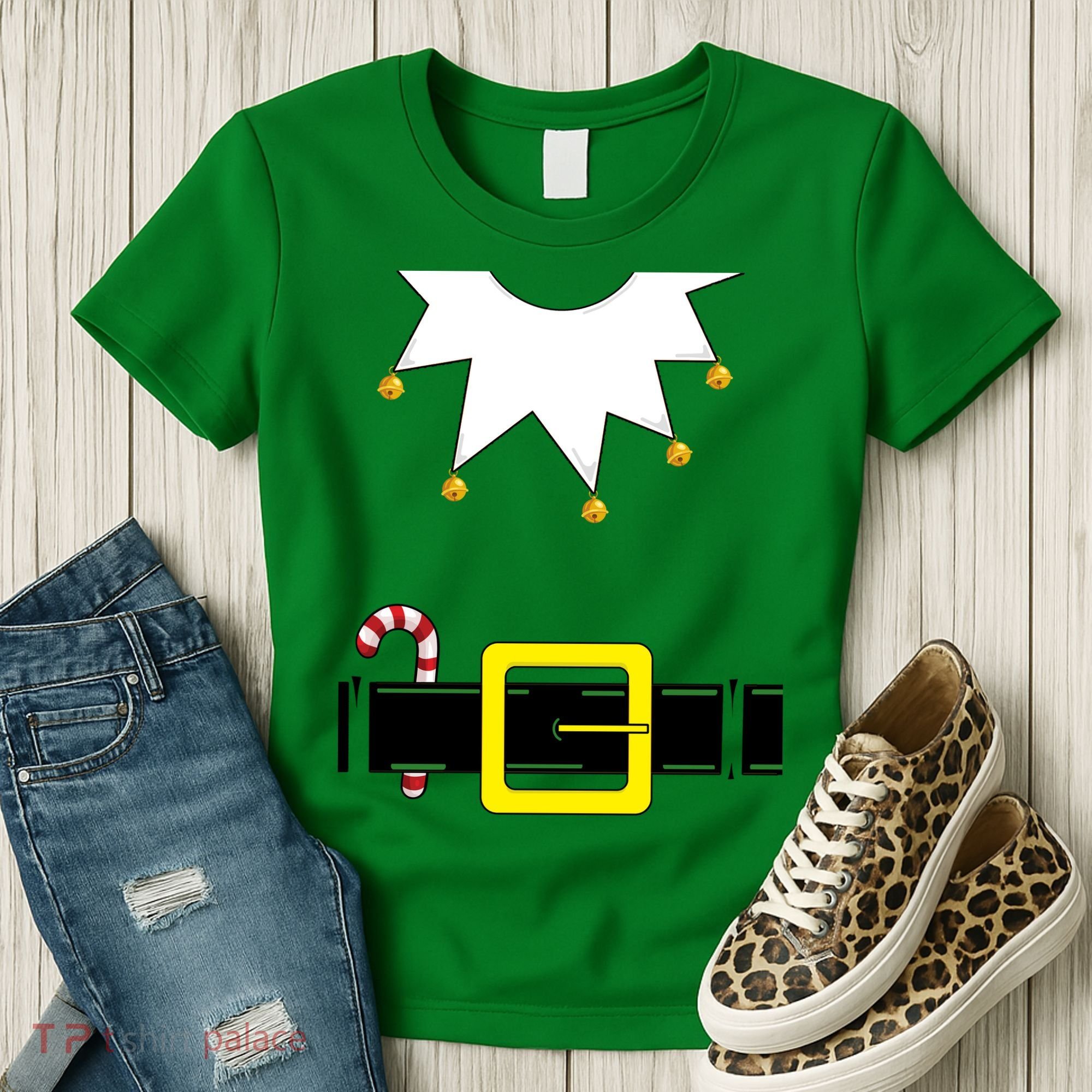 Elf Costume With Candy Cane Women's T-Shirt