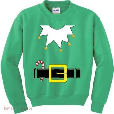 Elf Costume With Candy Cane Kids Sweatshirt