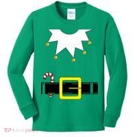 Elf Costume With Candy Cane Kids Long Sleeve Shirt thumb 0