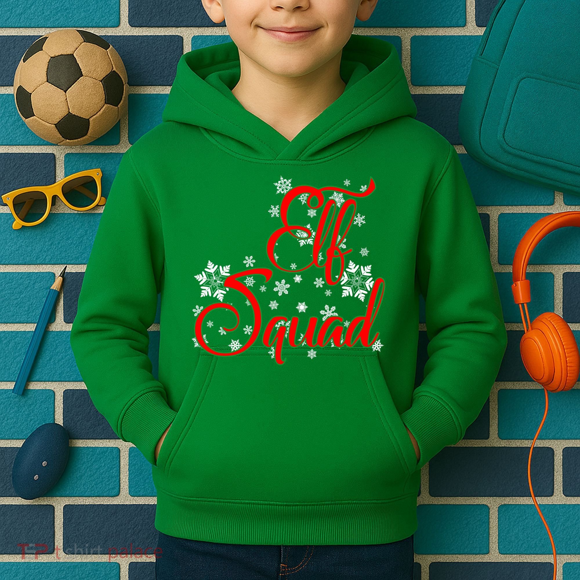 Elf Squad Funny Christmas Elf Kids Hoodie