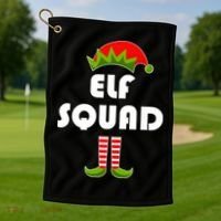 Elf Squad Funny Christmas Elves Golf Towel thumb 1